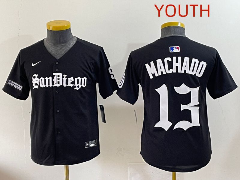 Youth 2025 San Diego Padres #13 Machado Black Five generations Joint Name Nike MLB Jersey style 18